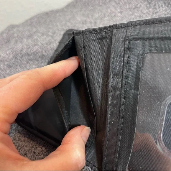 Unisex Black Bi-fold Wallet Faux Leather coin Purse multiple Card Holders + ID - Picture 6 of 15